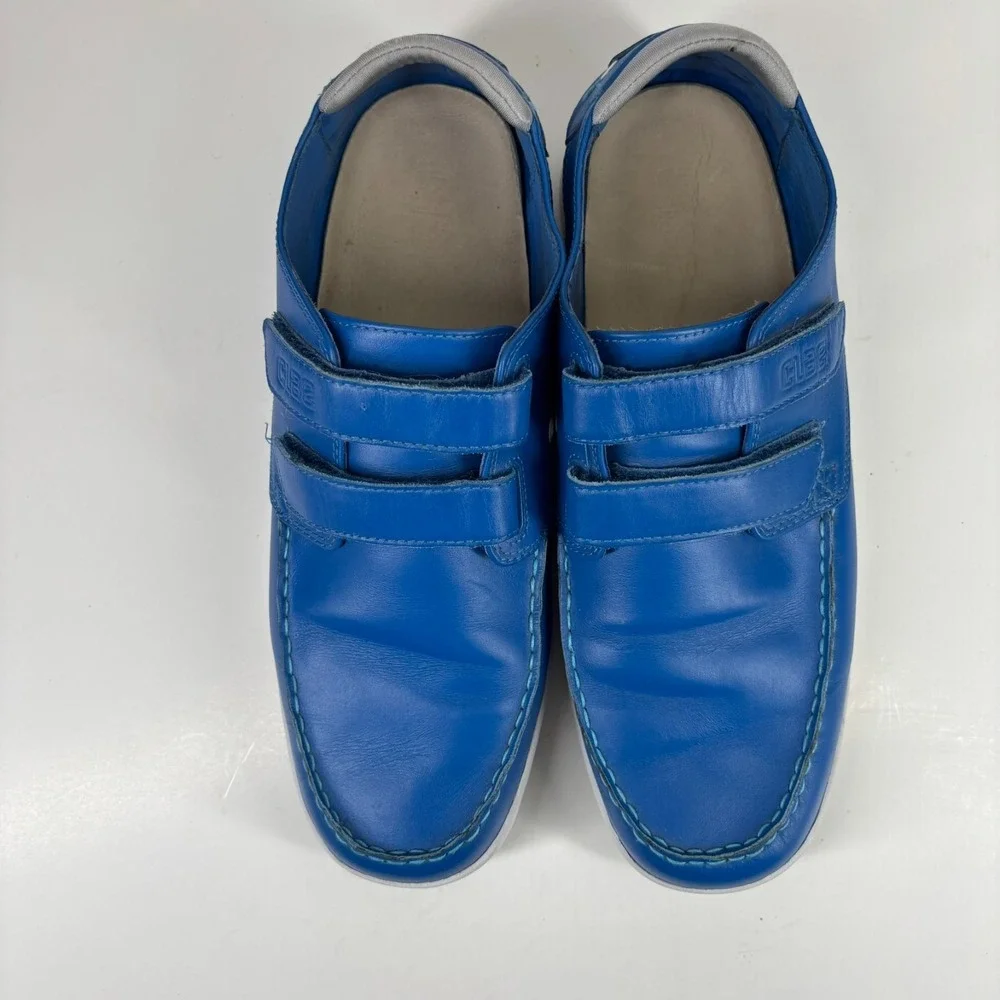 CLAE Cousteau Men's 12 Royal Blue Leather Double-Strap Moc-Toe Boat Shoe Sneaker